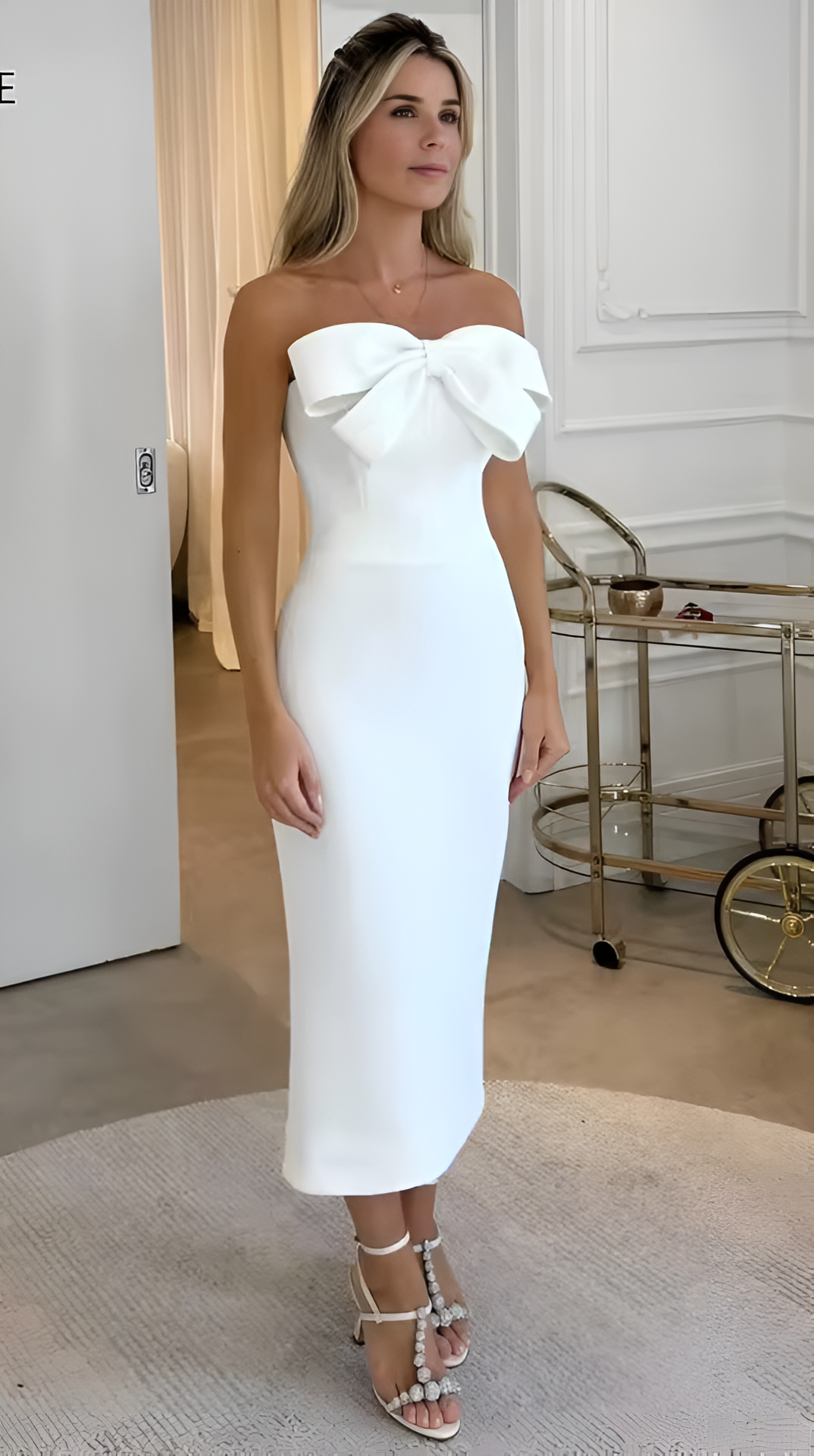Eira Off-Shoulder Tie Detail Midi Dress
