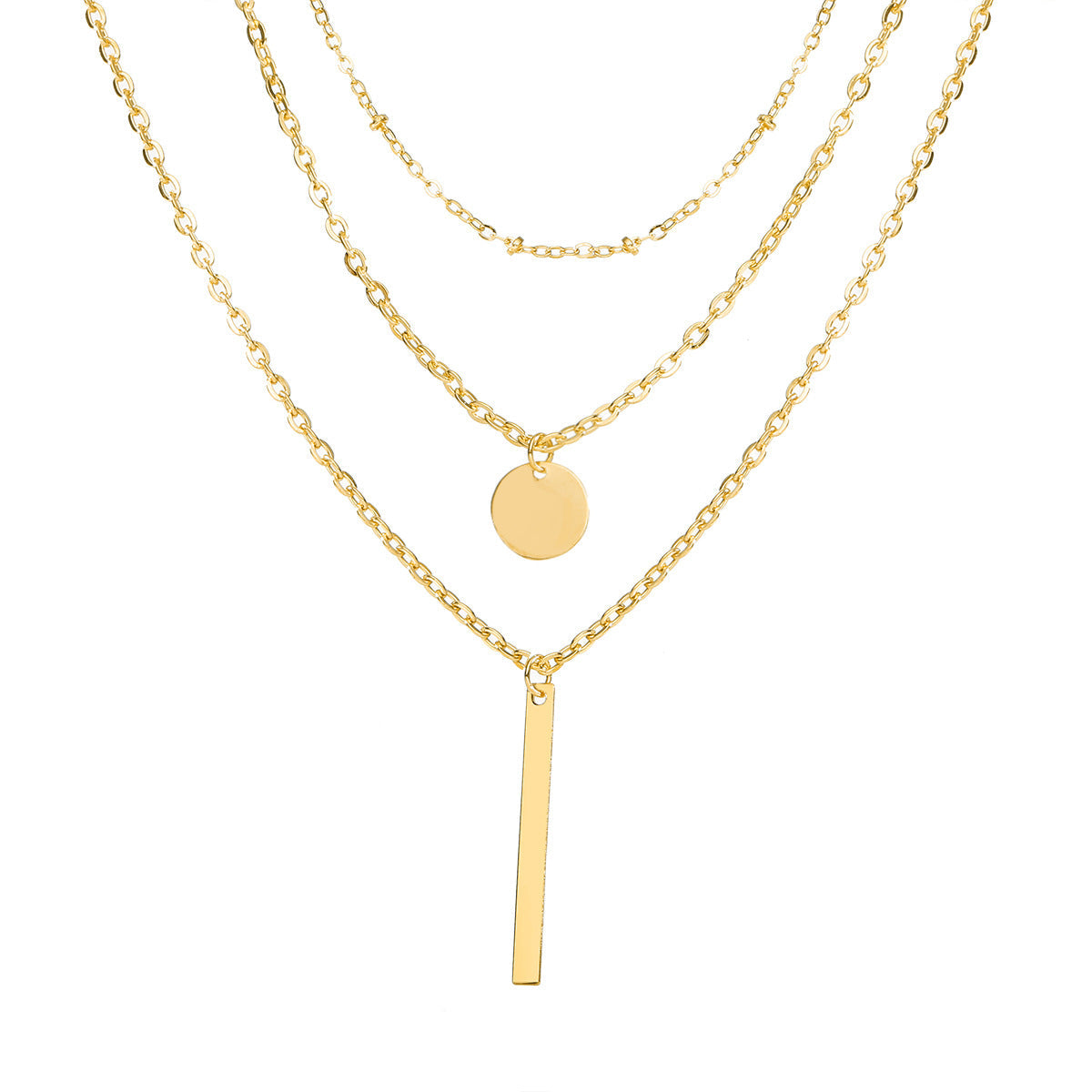 Golden Three-Piece Necklace - Elegant Sabrina Accessory