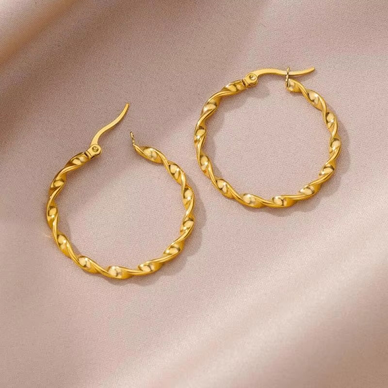 Elegant Twisted Gold Hoop Earrings - Kelly for a Chic Look