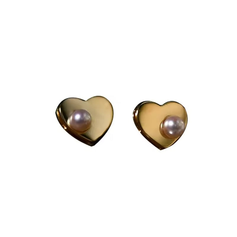 French Mirror Pearl Stud Earrings - Riva