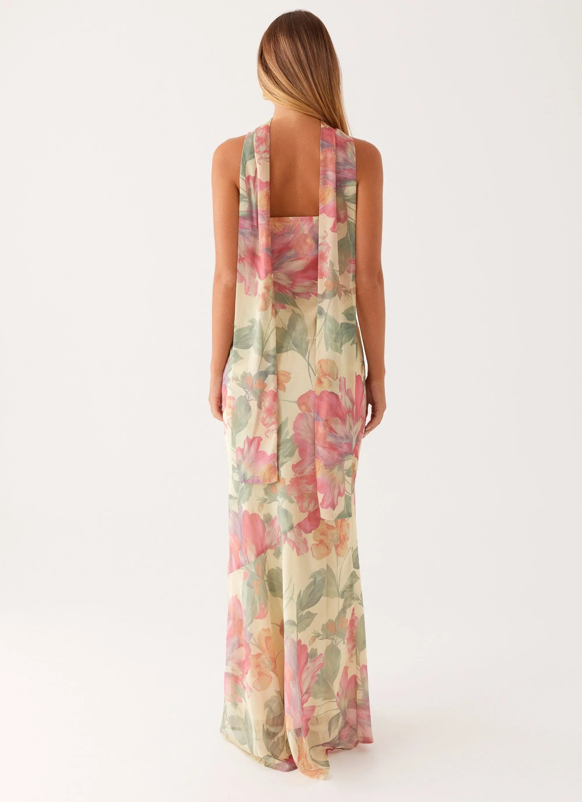 Rina Fully Lined Maxi with Collar Scarf
