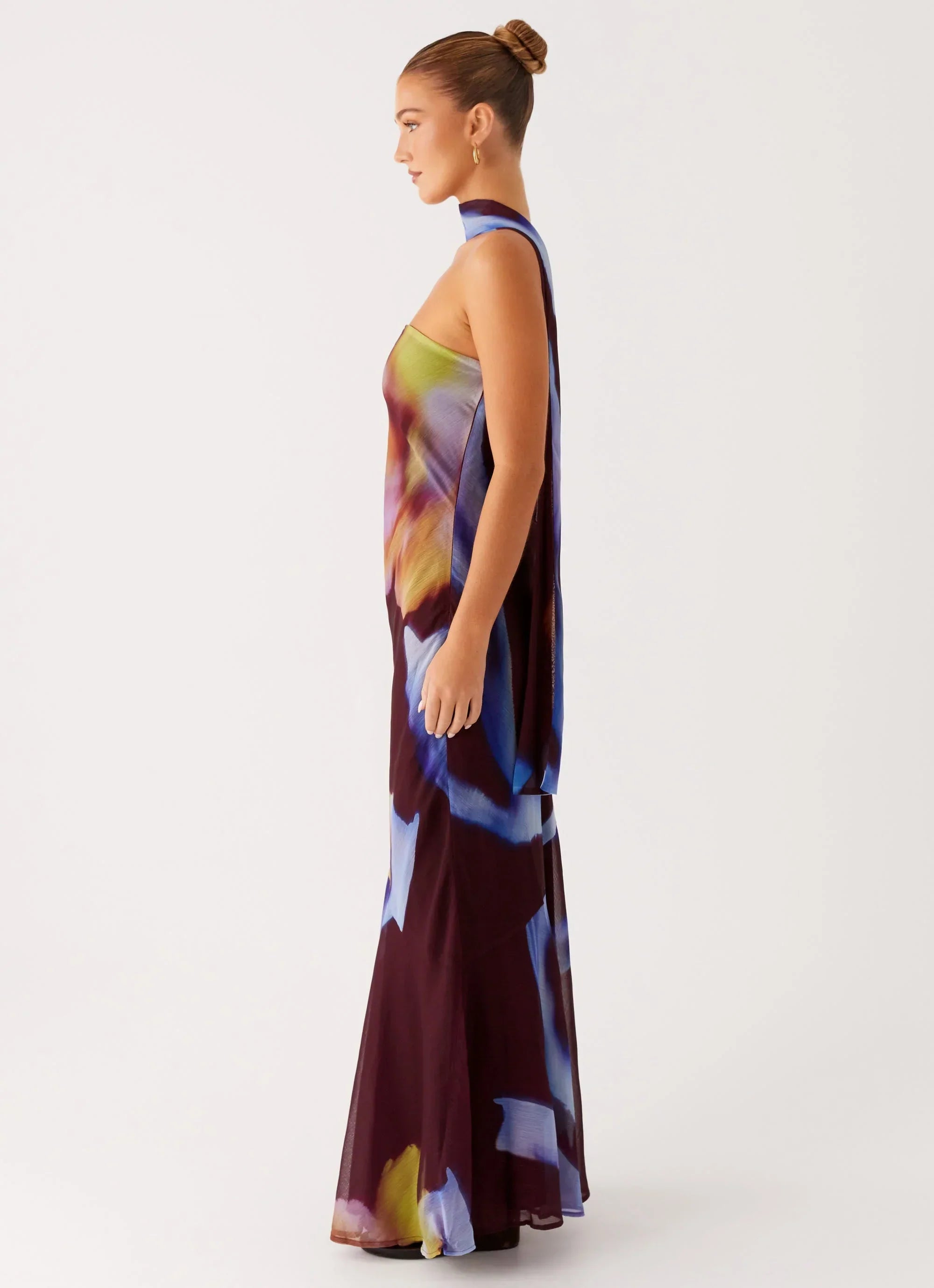 Rina Fully Lined Maxi with Collar Scarf
