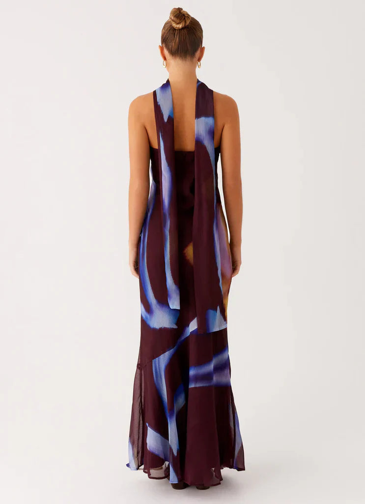 Rina Fully Lined Maxi with Collar Scarf