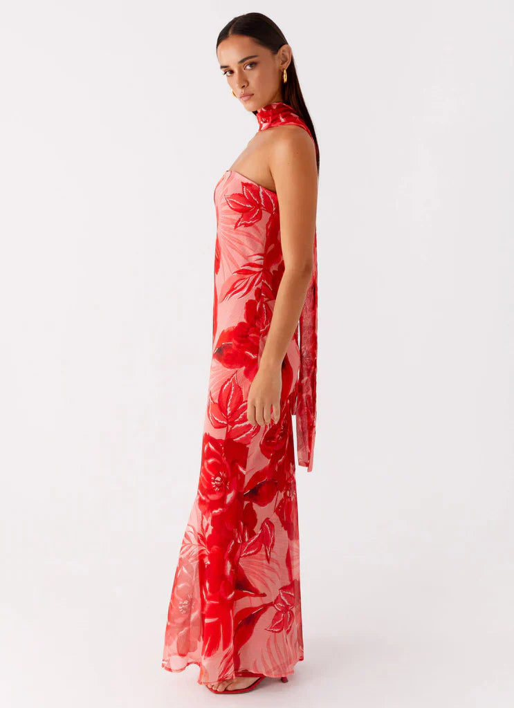 Rina Fully Lined Maxi with Collar Scarf