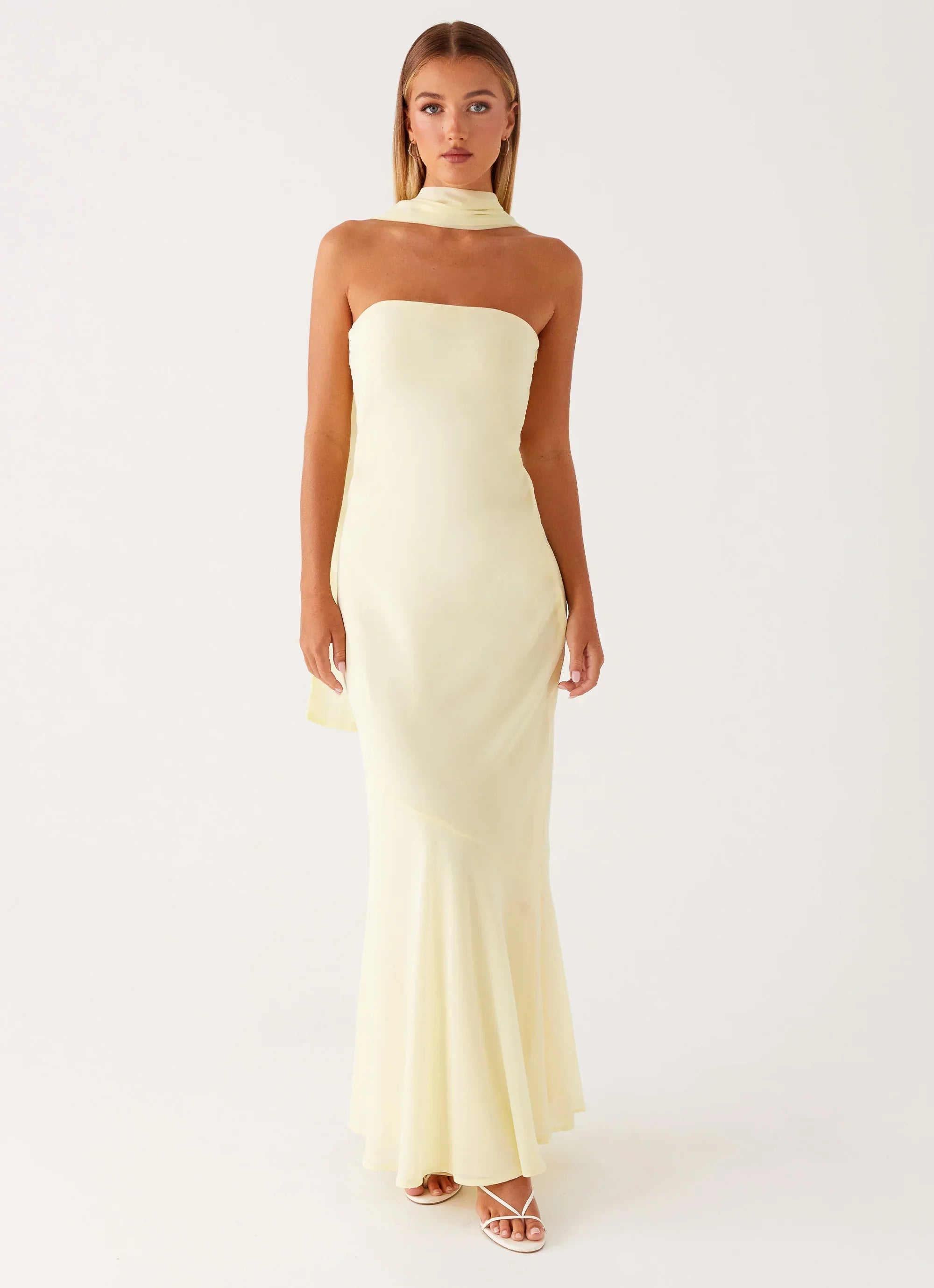 Rina Fully Lined Maxi with Collar Scarf