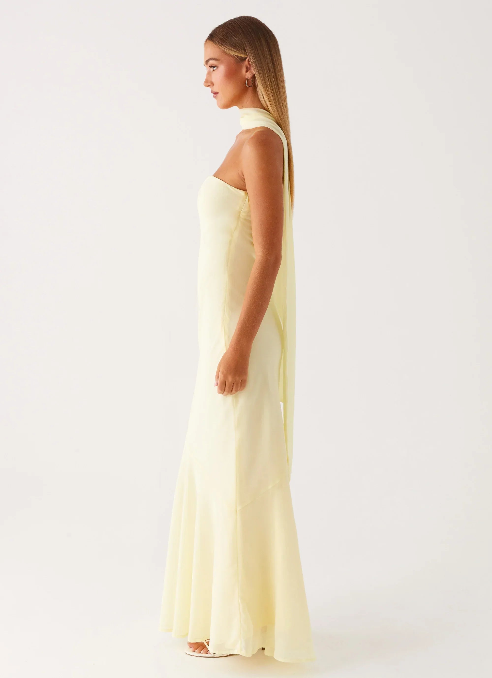 Rina Fully Lined Maxi with Collar Scarf