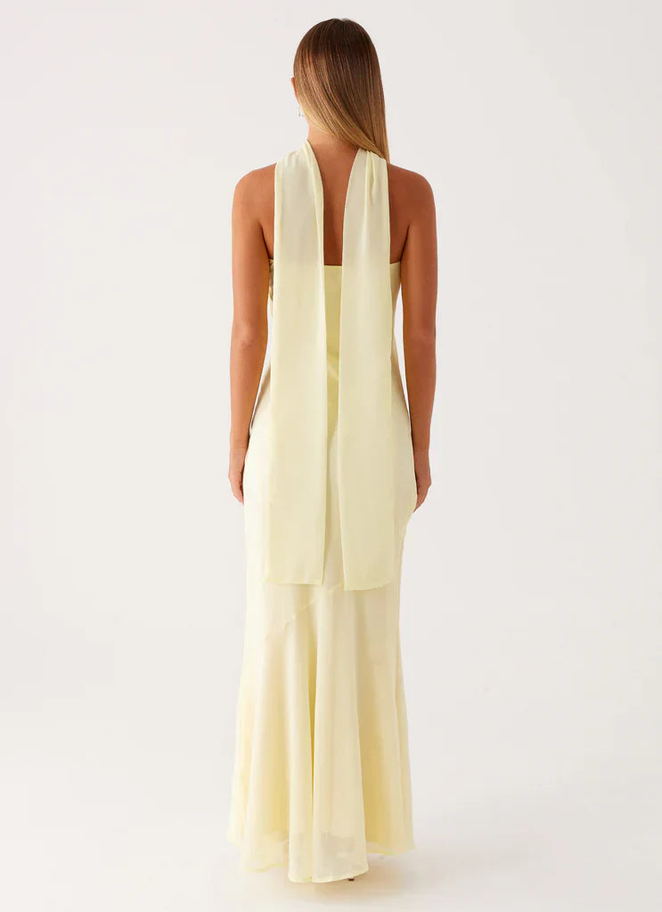 Rina Fully Lined Maxi with Collar Scarf
