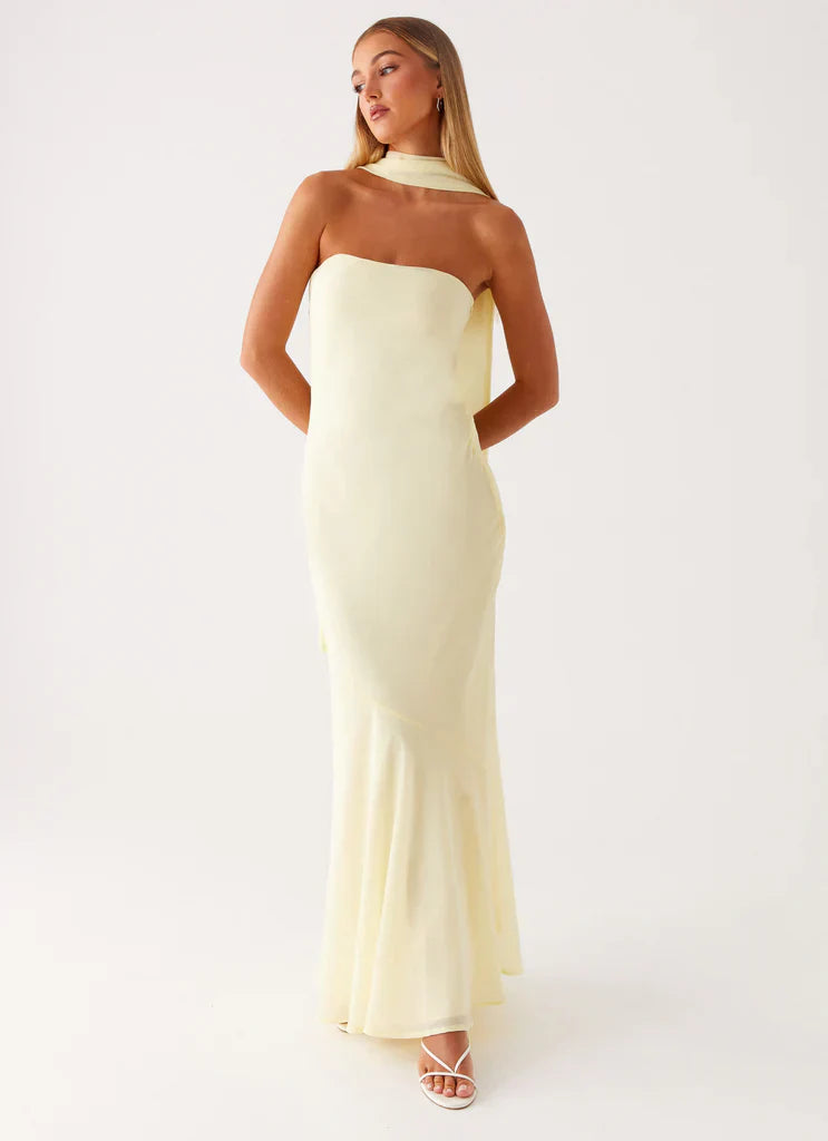 Rina Fully Lined Maxi with Collar Scarf
