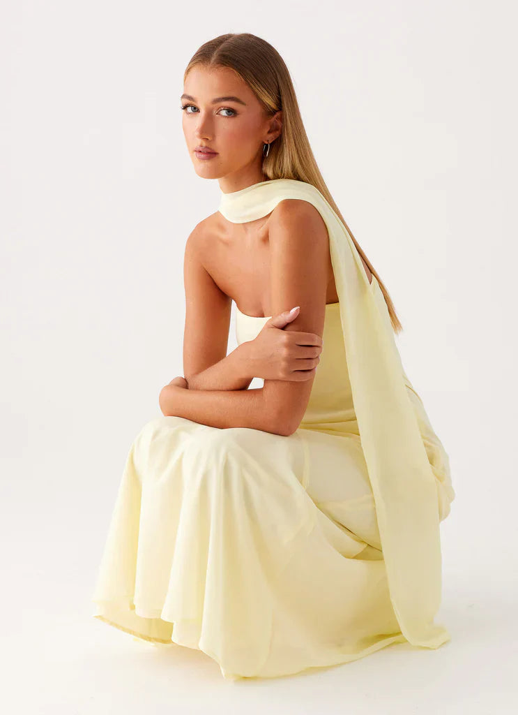 Rina Fully Lined Maxi with Collar Scarf