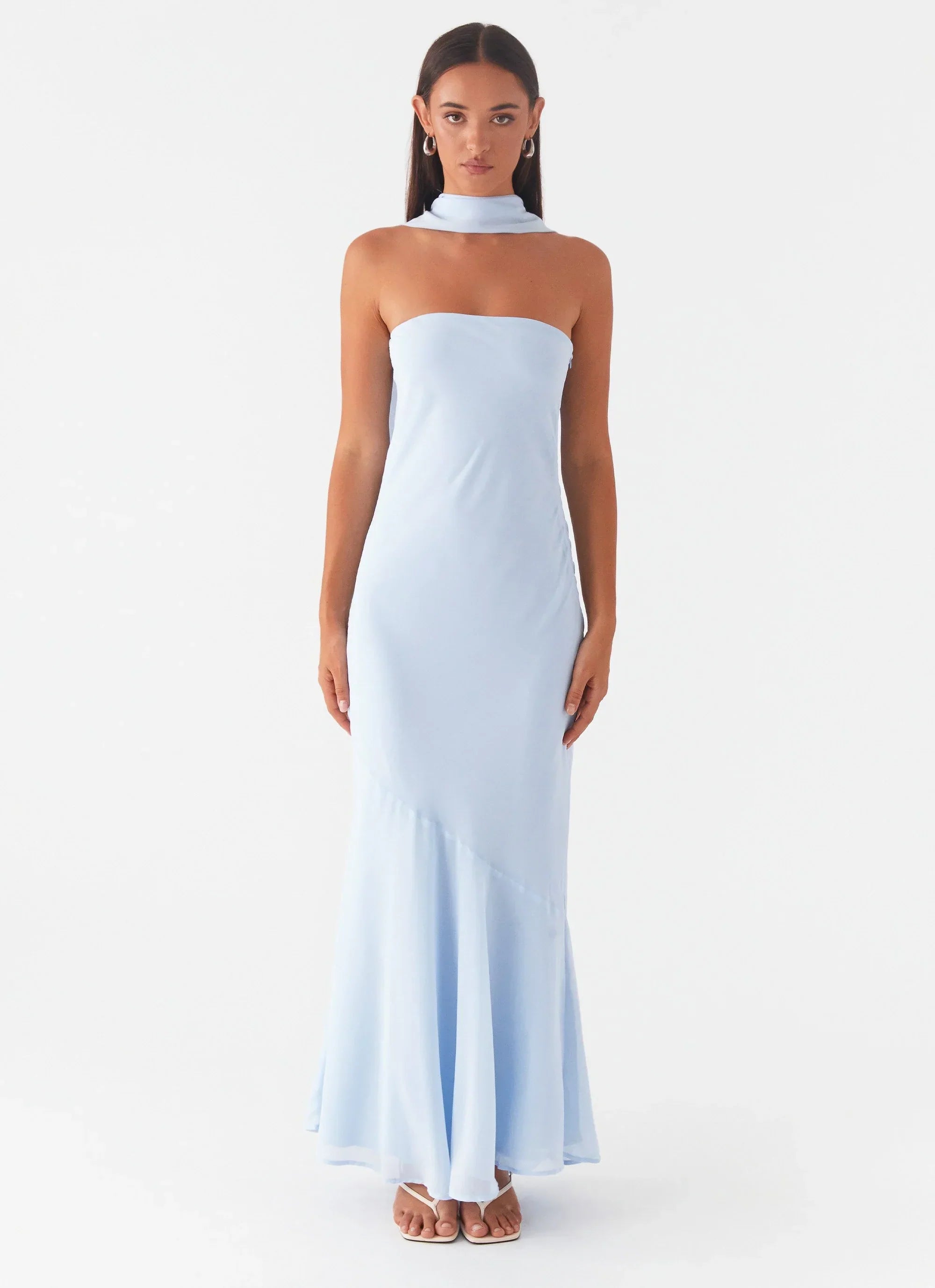 Rina Fully Lined Maxi with Collar Scarf