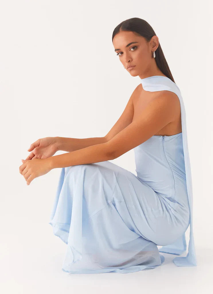 Rina Fully Lined Maxi with Collar Scarf