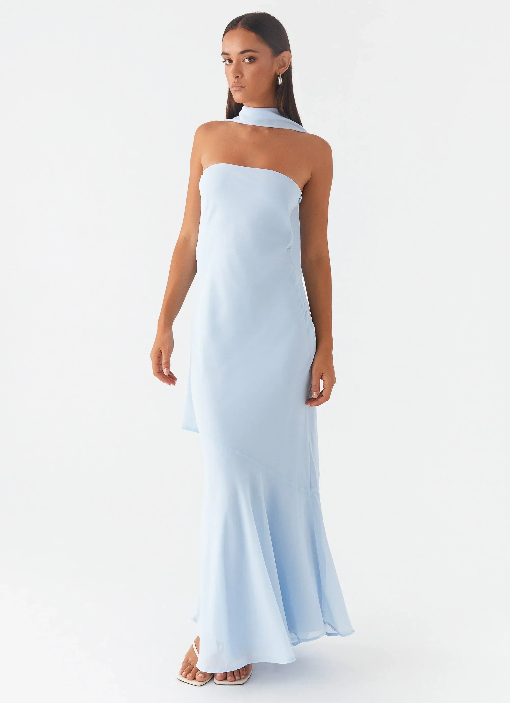 Rina Fully Lined Maxi with Collar Scarf
