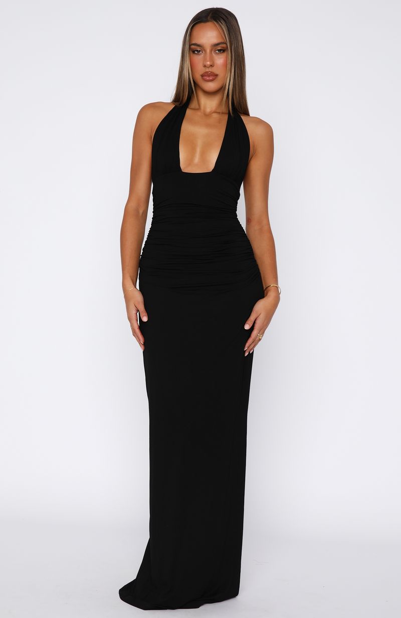 Loretta Halter Maxi Dress Black