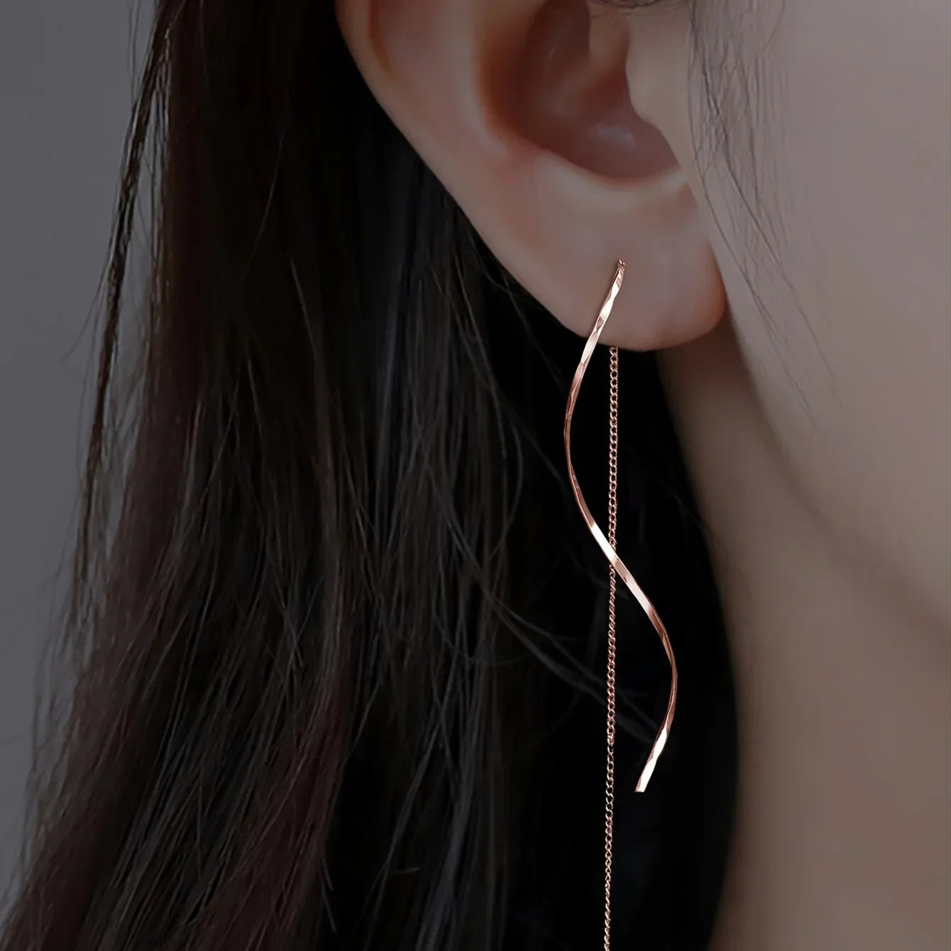Hanging Wire Earrings in Gold, Silver & Rose Gold for Subtle Elegance