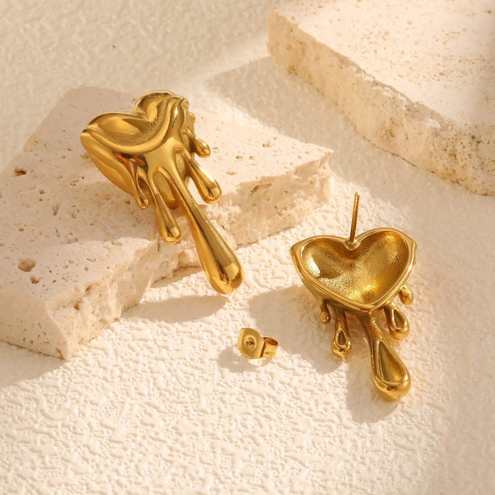 Felicia Gold Plated Melted Heart-Shaped Earrings for a Stylish Look