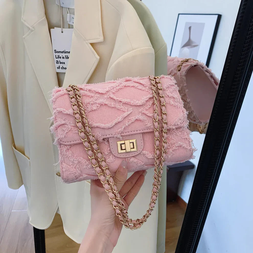Eleni Quilted Denim Bag