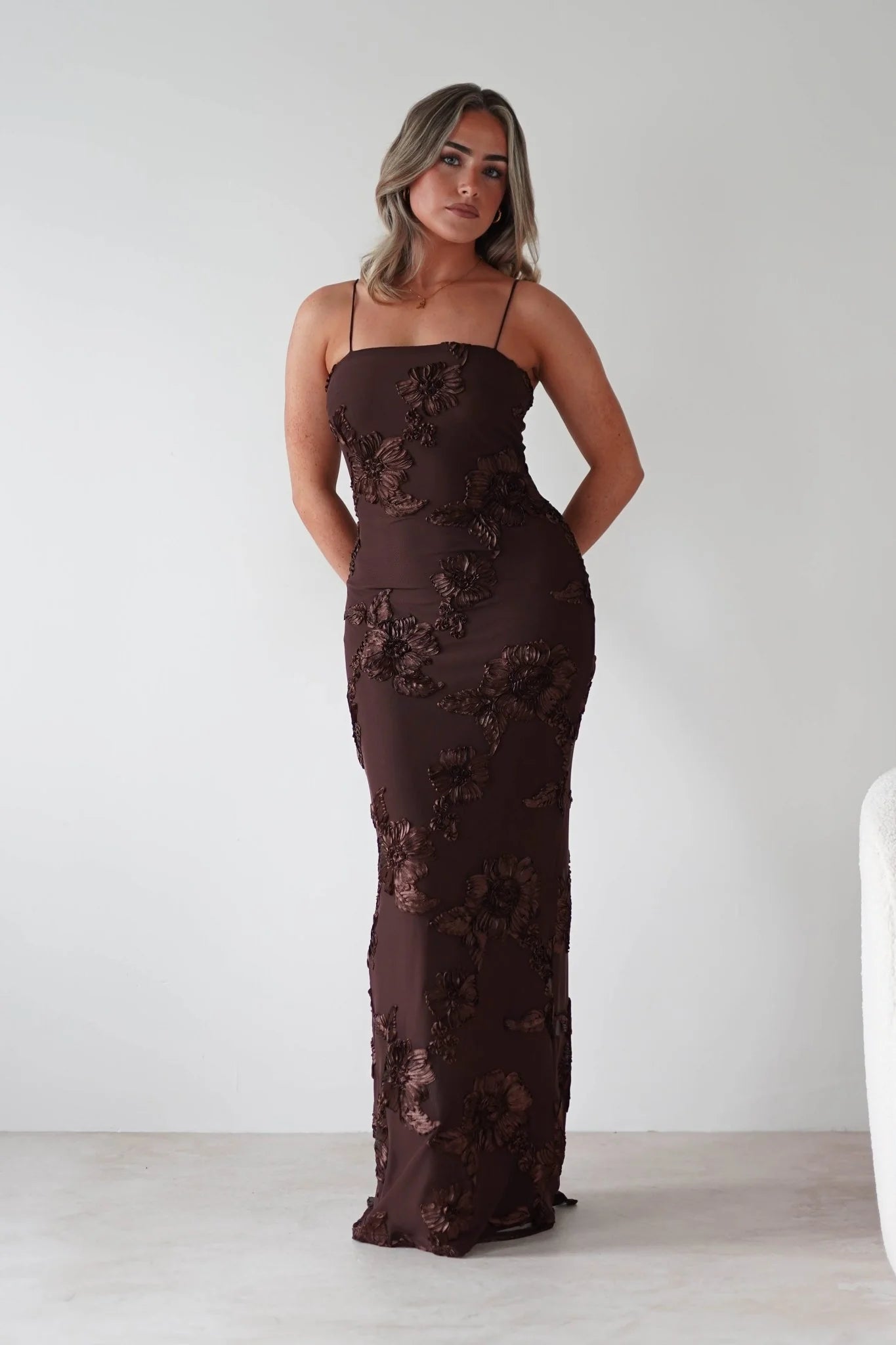 Alvana Floral Appliqué Maxi Dress