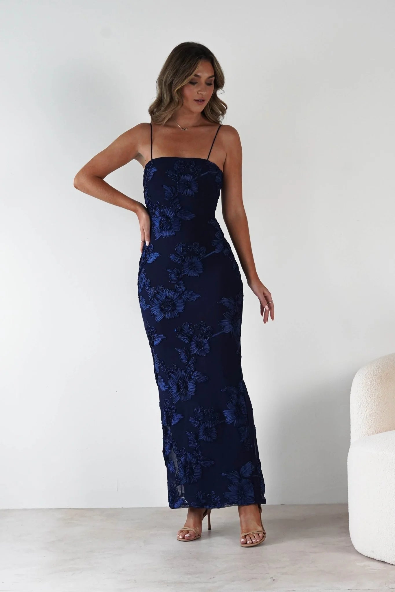 Alvana Floral Appliqué Maxi Dress