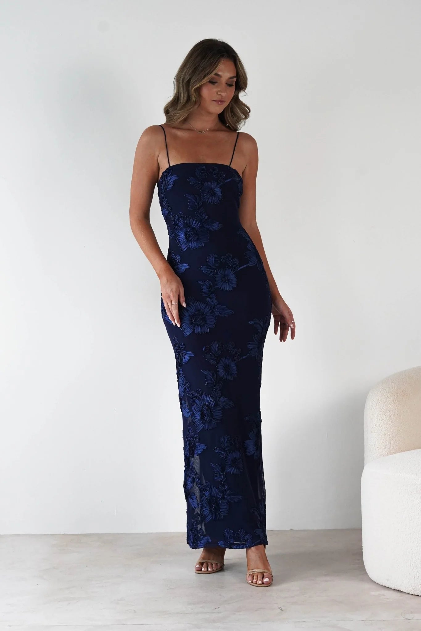 Alvana Floral Appliqué Maxi Dress