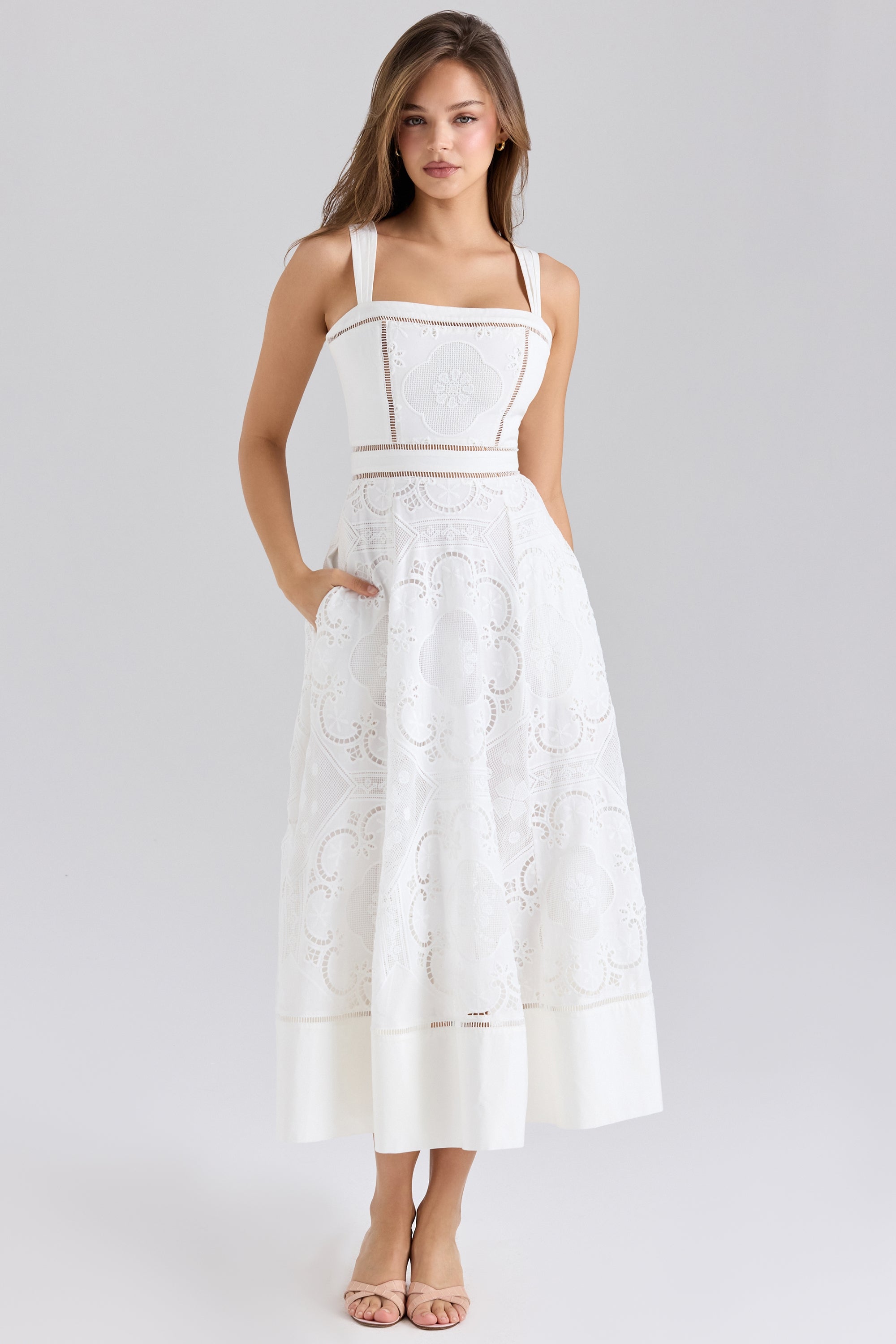 Francine Eyelet Embroidered Midi Dress