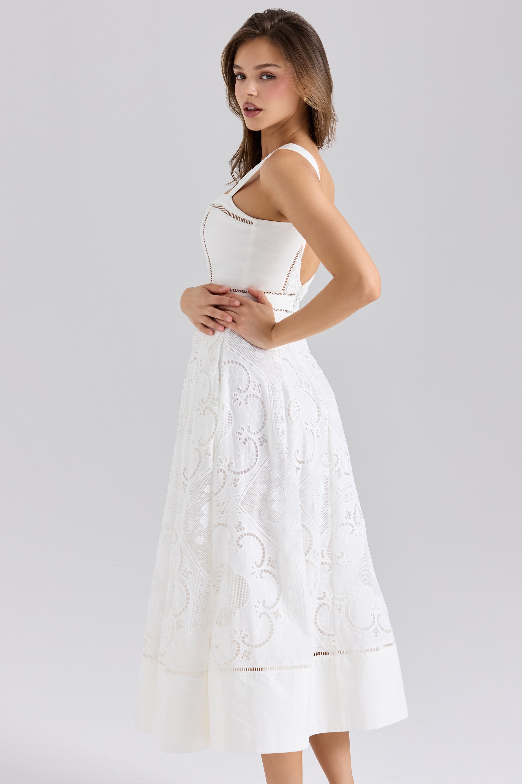 Francine Eyelet Embroidered Midi Dress