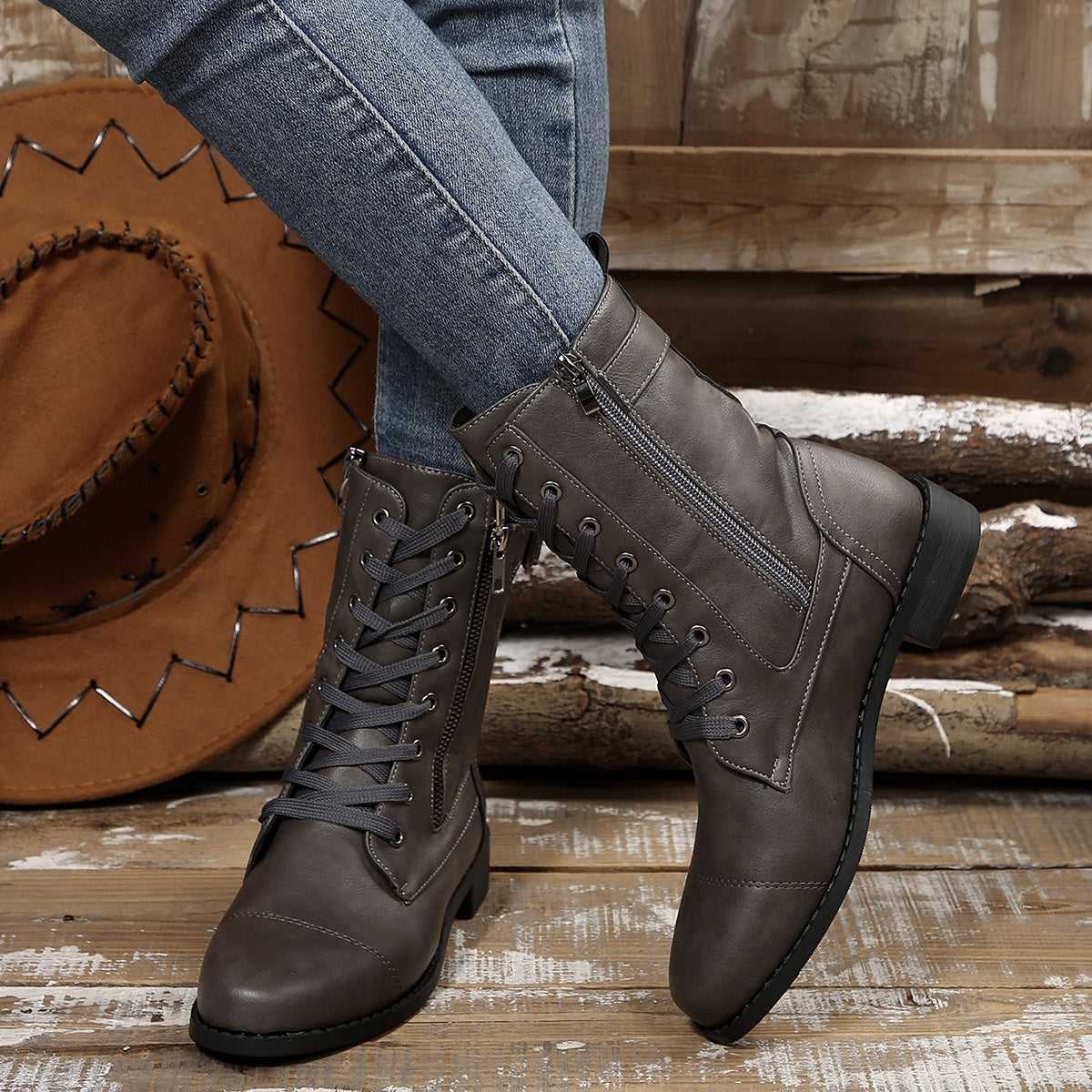 Modern Lace-Up Casual Ankle Boots