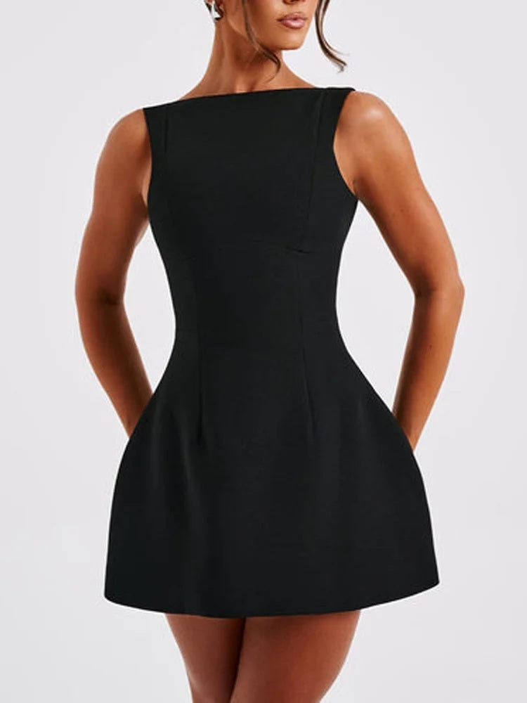 Talia Cinched Waist Backless A-Line Mini Dress