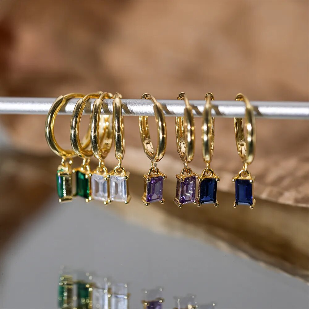 Chic and Elegant Square Earrings with Zirconia - Lauren