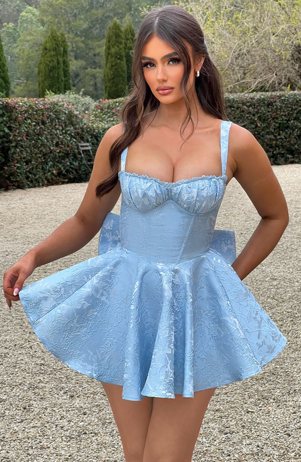 Emelyn Floral Jacquard Playsuit Mini Dress