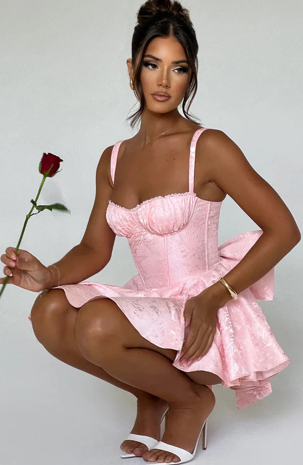 Emelyn Floral Jacquard Playsuit Mini Dress