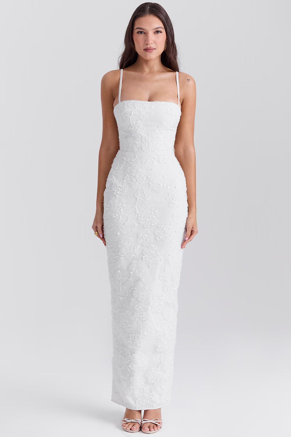 Eva Blue Floral Lace Maxi Dress