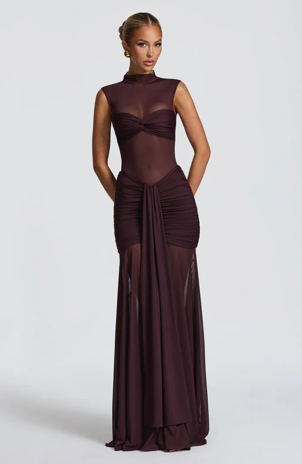 Firuze Sheer Mesh Maxi Dress
