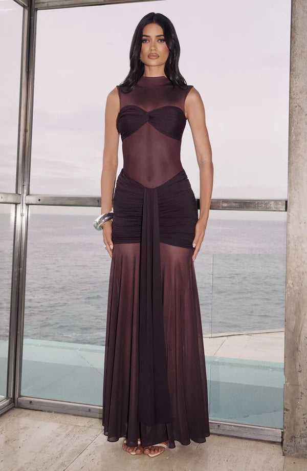 Firuze Sheer Mesh Maxi Dress