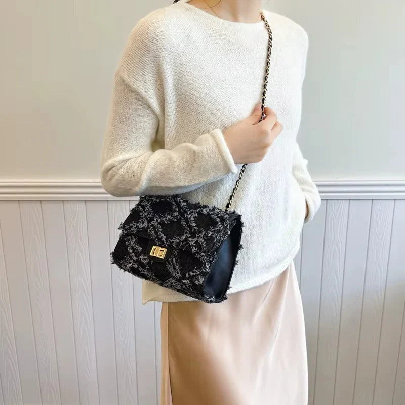 Eleni Quilted Denim Bag