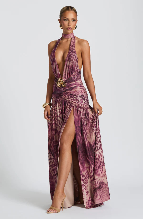 Melany Halter Neck Maxi Dress