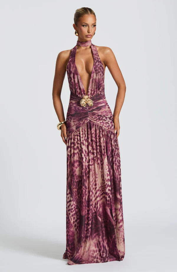 Melany Halter Neck Maxi Dress