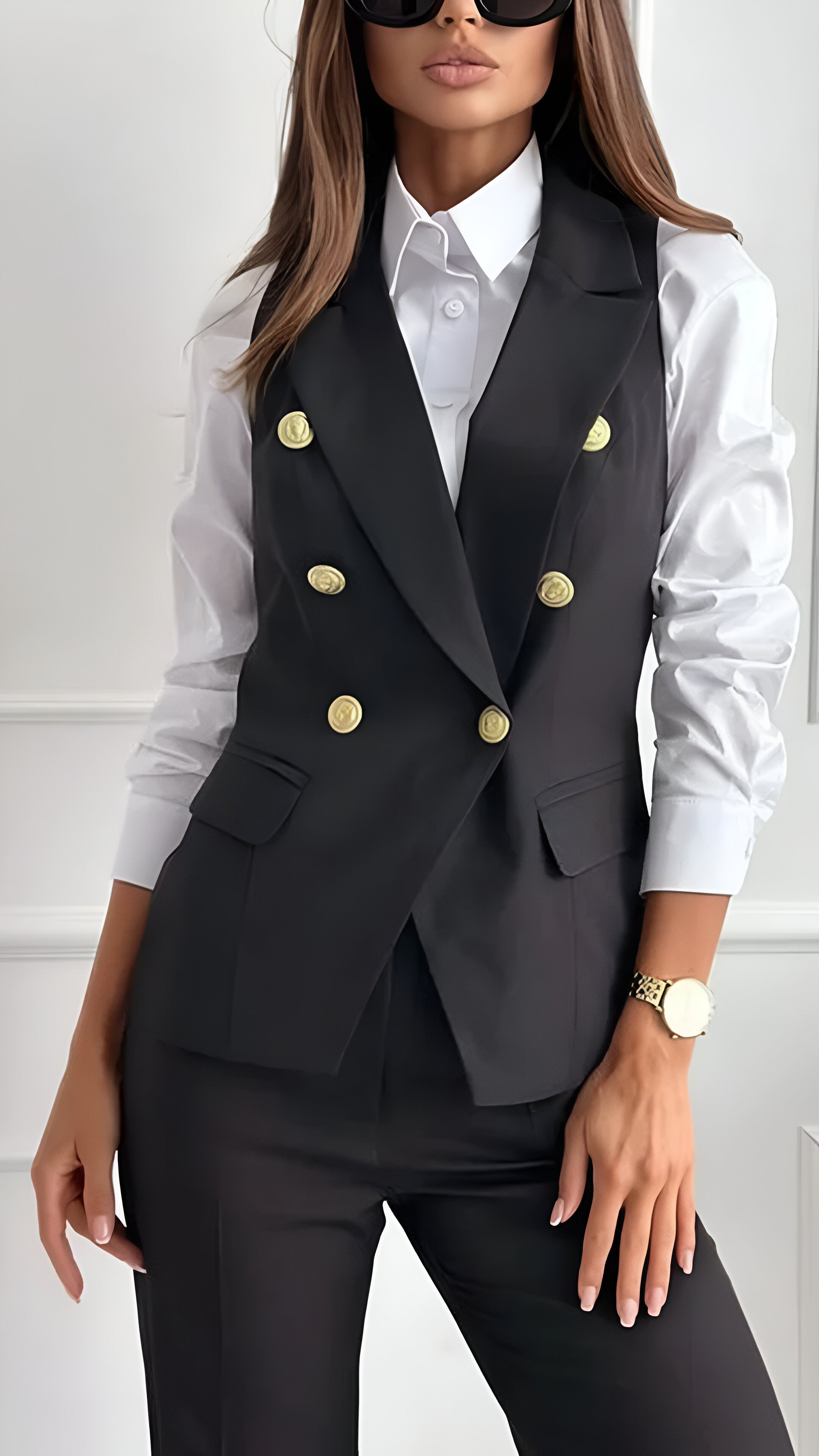 Danica Elegant Double-Breasted Vest Set