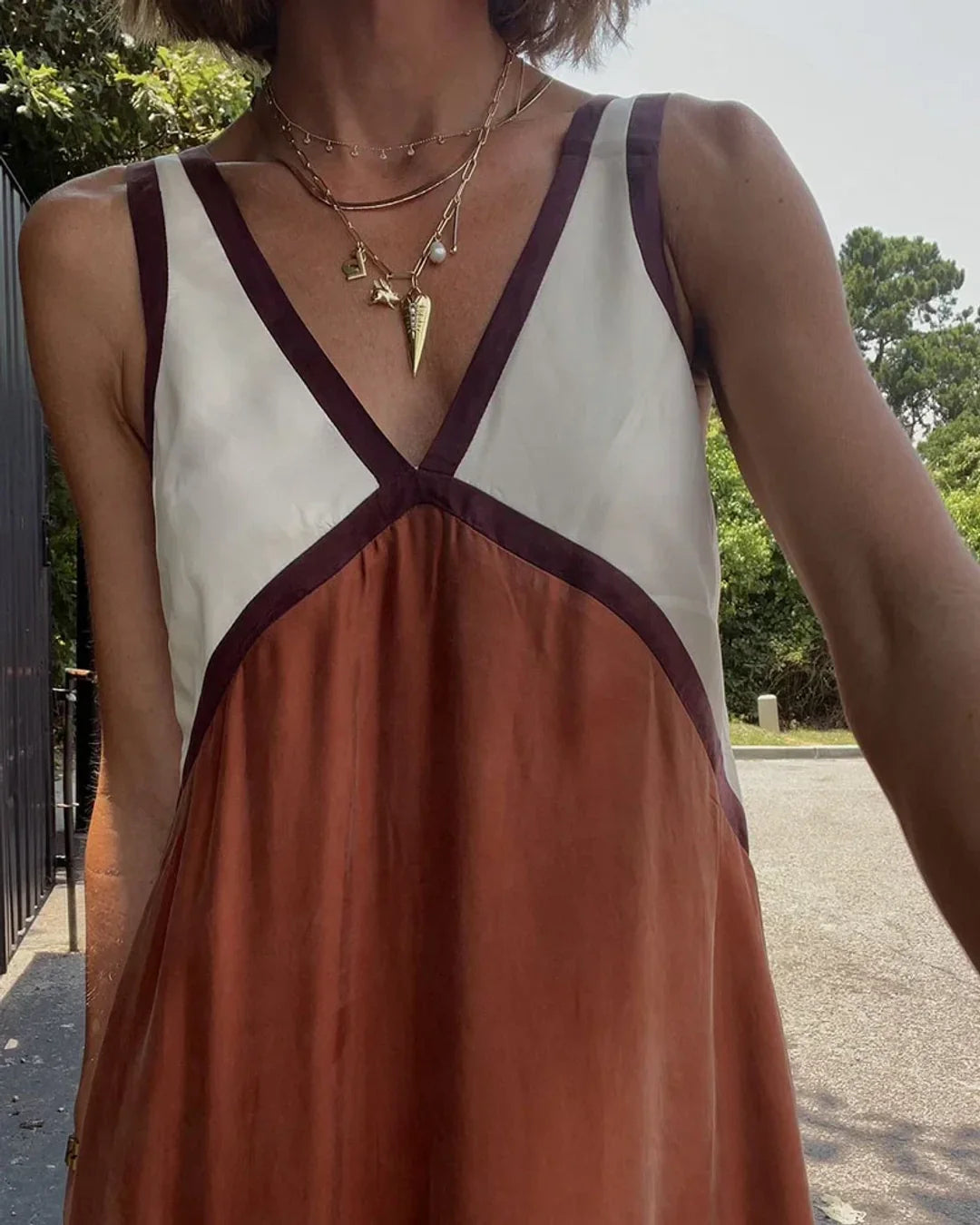 Luna Colorblock V-Neck Dress