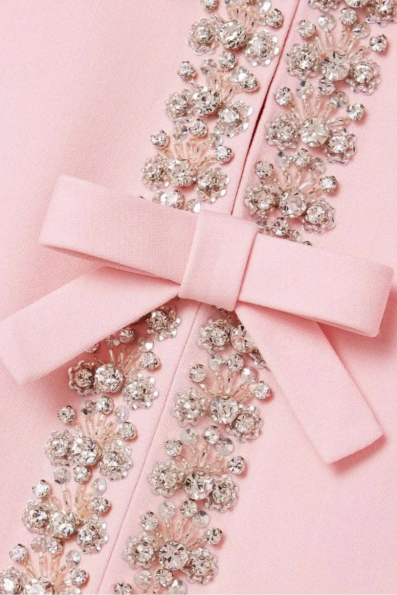 Zoe Bowknot Crystal Embellished Midi Dress