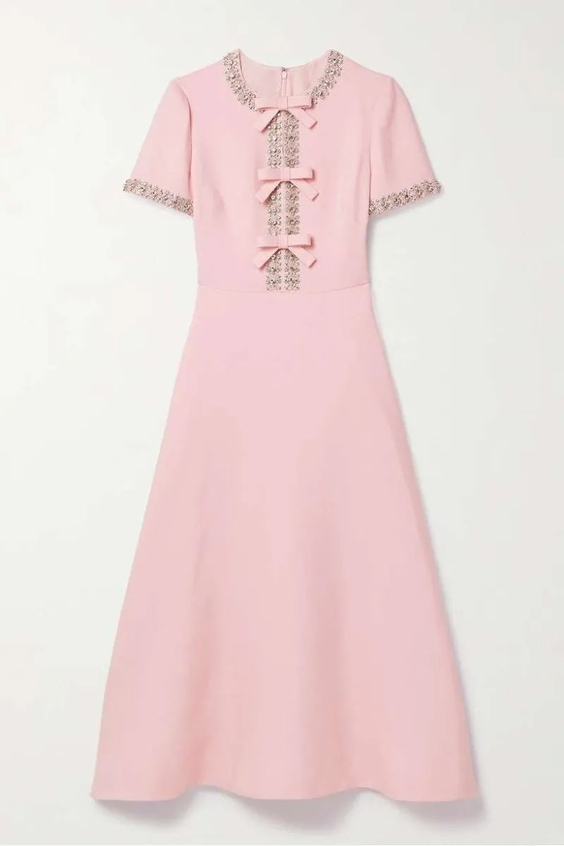 Zoe Bowknot Crystal Embellished Midi Dress